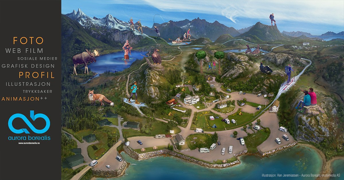 kart: Kabelvåg Feriehus & Camping med ny nettløsning og områdeskilt