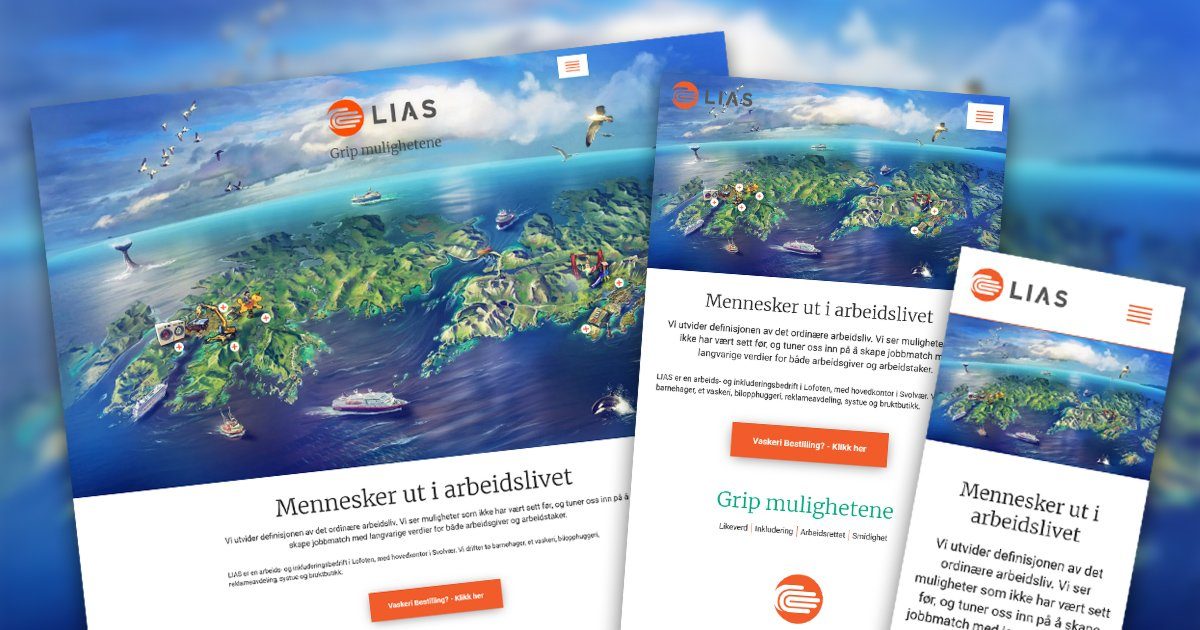 Skjermbilder av LIAS sin nye nettside.
